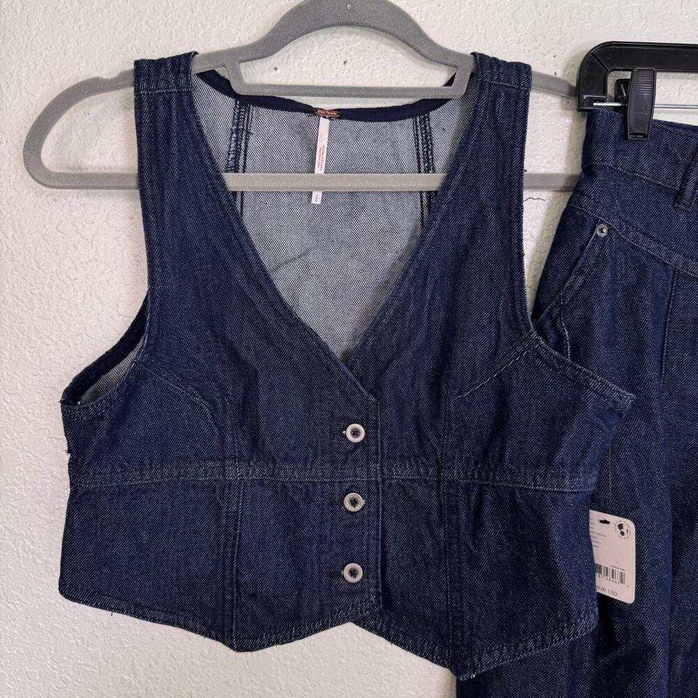 Free People Dark Blue Denim Skirt Set NWT - Picture 4 of 14